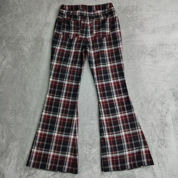 Tommy Hilfiger Plaid Wide Leg Pants - Red, White, Black - Picture 11 of 12